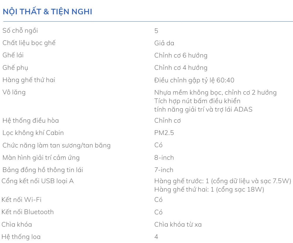 Thông số kỹ thuật VinFast VF5 - Hình 3